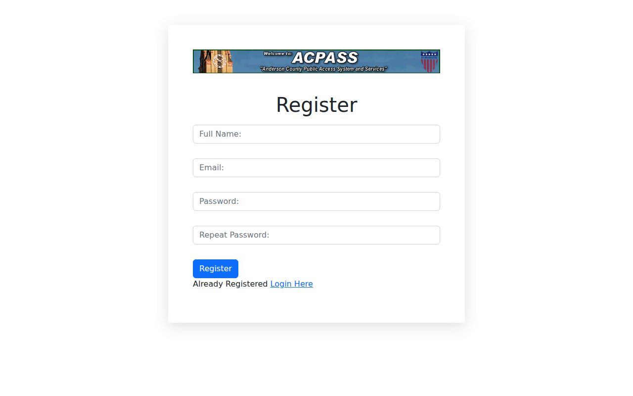 Anderson County residents directory ACPASS registration fields