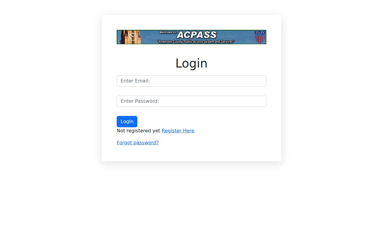 Anderson County residents directory ACPASS account login
