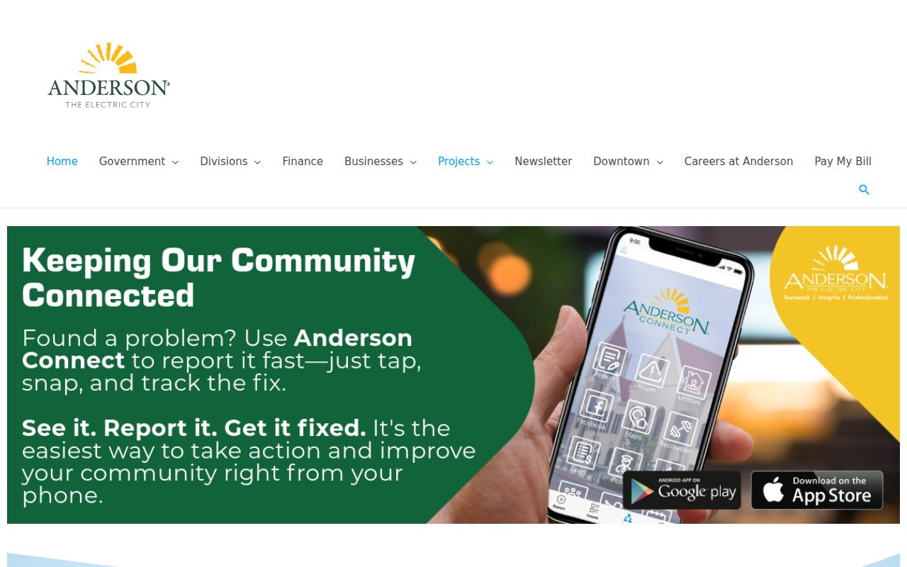 Anderson County neighbors City of Anderson municipal services entry