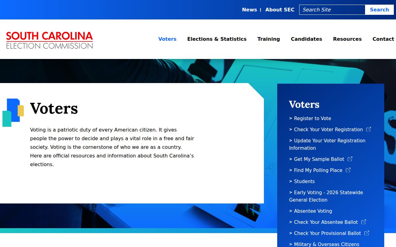 Anderson County neighbors South Carolina voter tools landing page