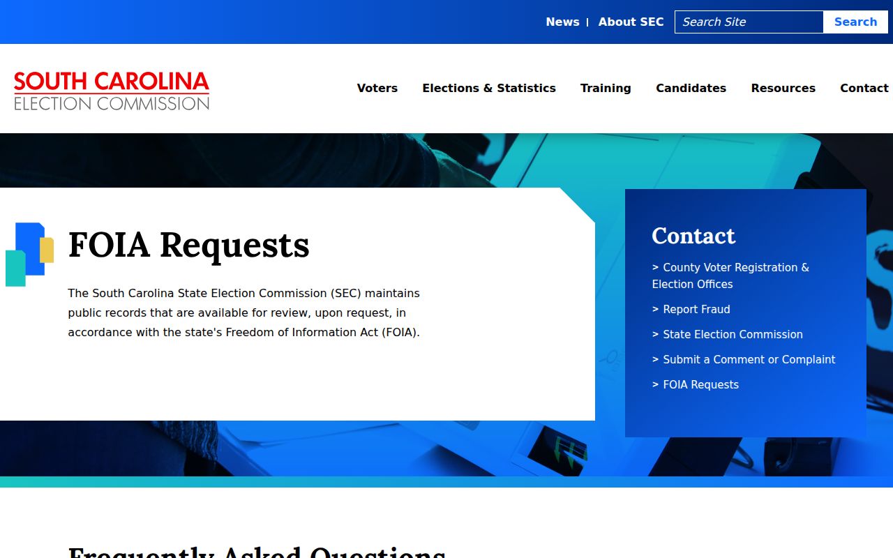 Anderson County resident lookup South Carolina election FOIA request form