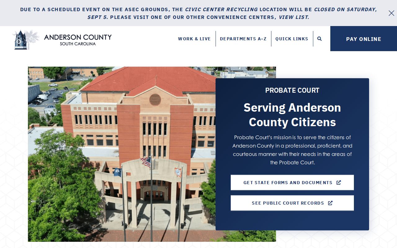 Anderson County resident lookup Probate Court records route