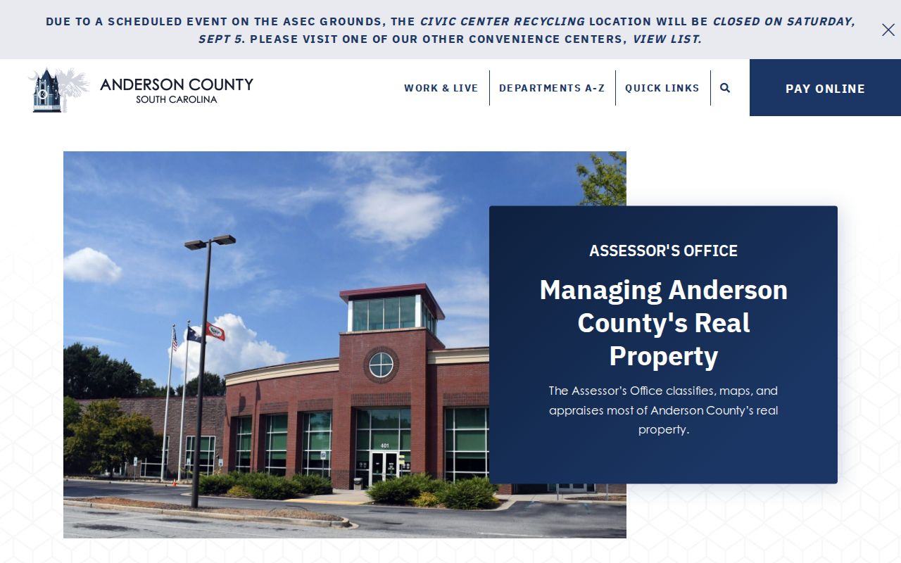 Anderson County street directory Assessor parcel search instructions
