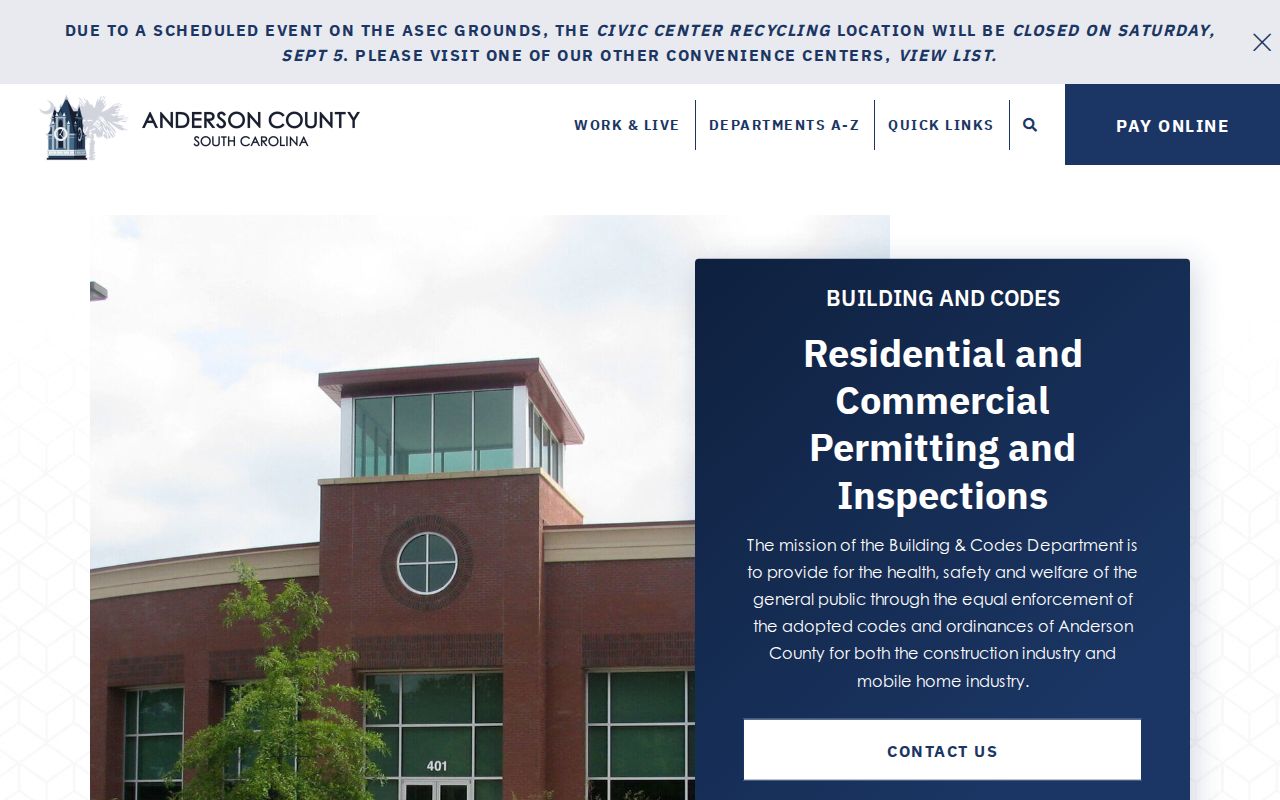 Anderson County street directory Building and Codes permit services