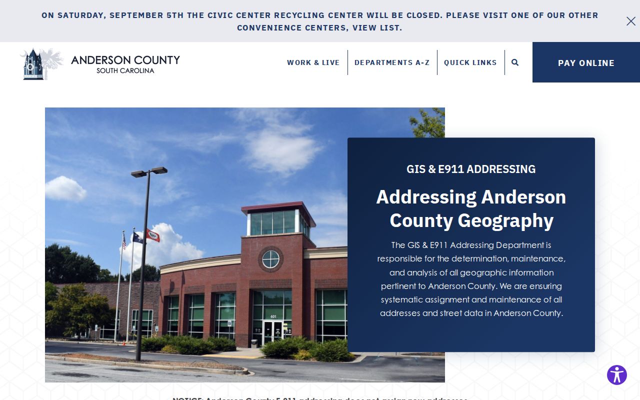 Anderson County ZIP code directory GIS and E911 address-assignment guidance